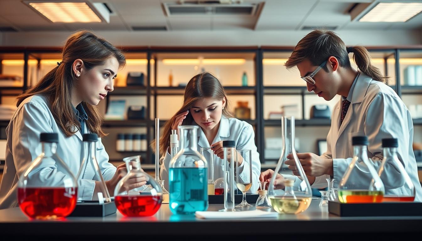 Students working in research laboratory