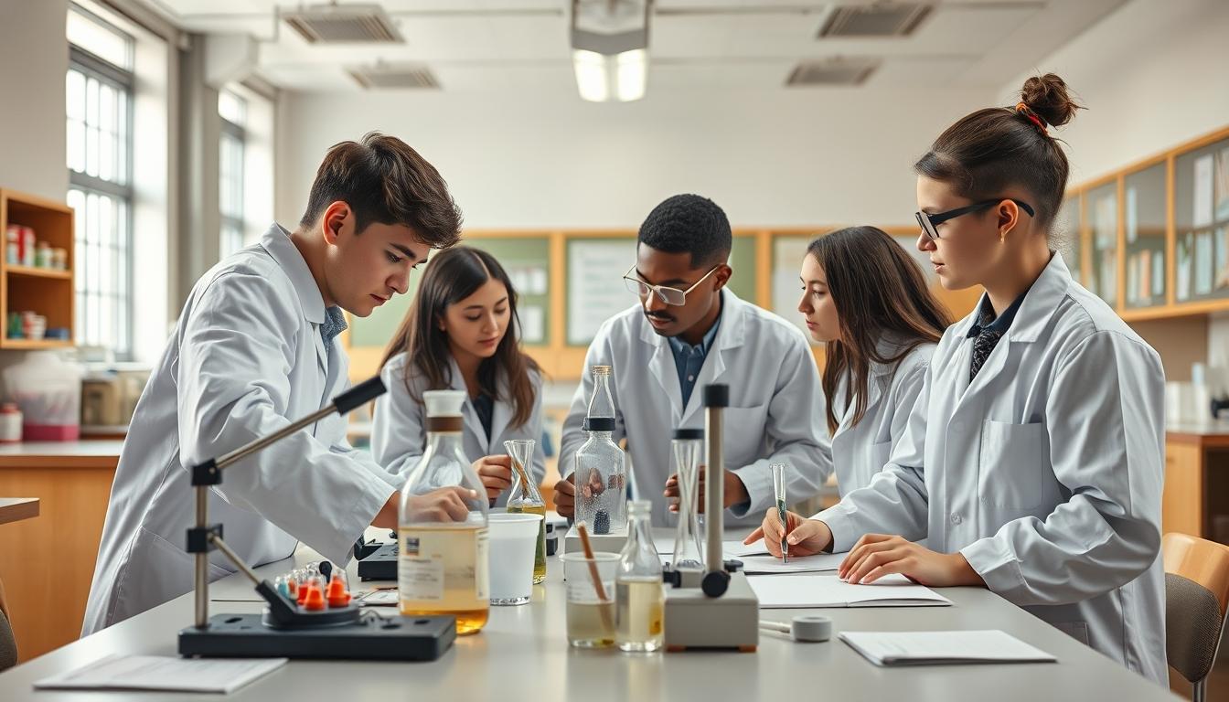 Student using a study guide to organize academic notes